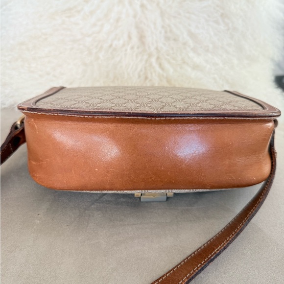 Celine Brown & Beige macadam Leather Trim Crossbody Bag - Picture 3 of 15